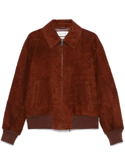Alexander McQueen distressed suede jacket Brown 817938Q5AO3