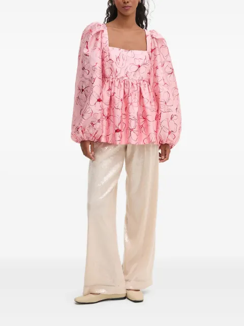 Stine Goya balloon-sleeve floral top Pink SGPS25T018