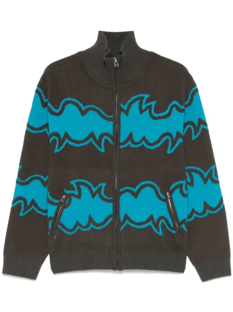 BLUEMARBLE jacquard zip-up cardigan Grey SW37KN18B24BLU