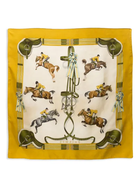 Hermès Pre-Owned 1975 Jumping by Philippe Ledoux silk scarf Yellow 5015807