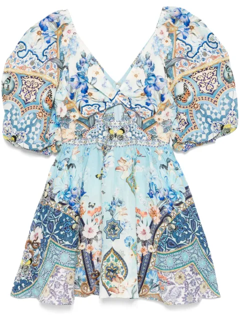 Camilla puff-sleeve mini dress Blue 00031951ALMANPAL
