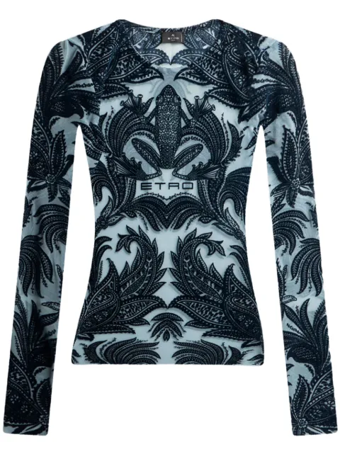 ETRO flocked tulle top Blue WRJA0038AK801
