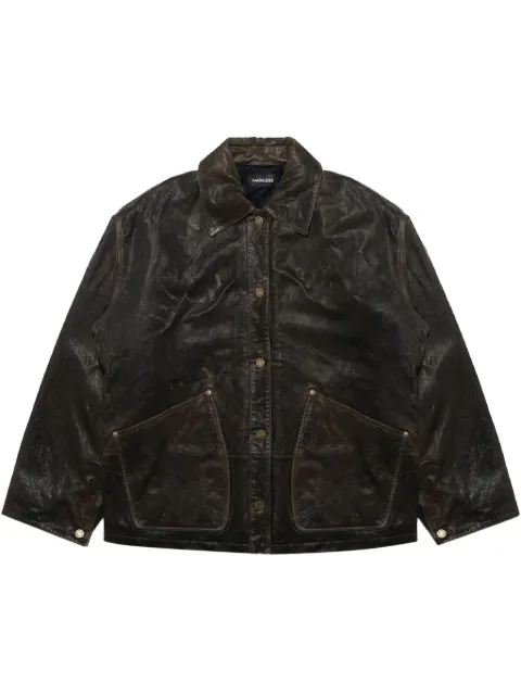 Mainless scratched leather jacket Green DC763