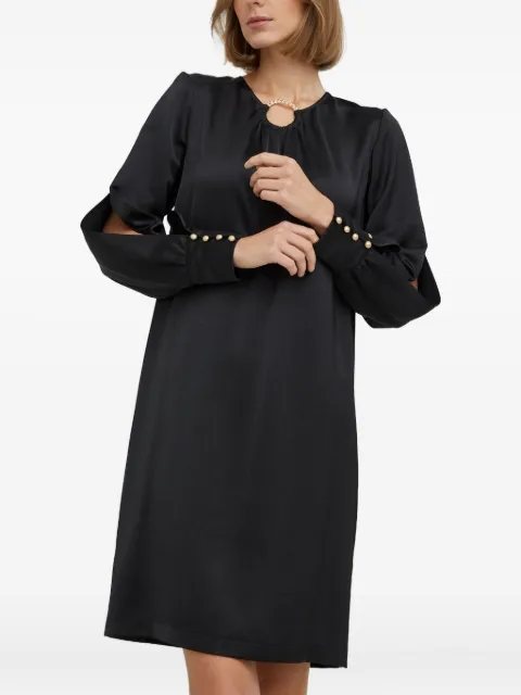 NISSA chain-link neck button-cuff midi dress Black RC13356