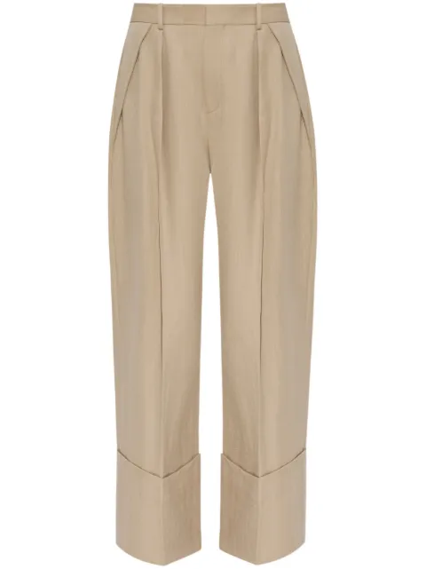 Victoria Beckham Maxi turn-up pants trousers Neutrals 1125WTR006059A