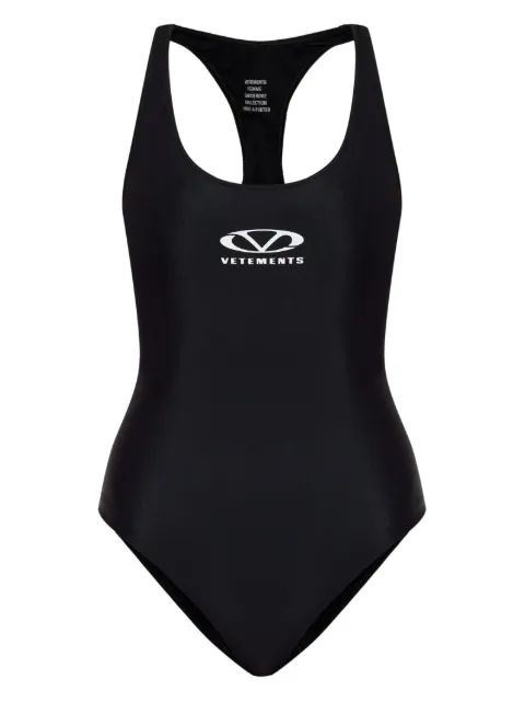 VETEMENTS logo-print swimsuit Black WA66SW100B