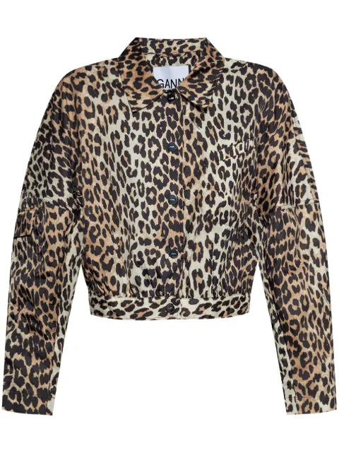 GANNI leopard-print jacket Neutrals W0470