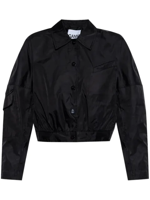 GANNI logo-appliqué bomber jacket Black W0462