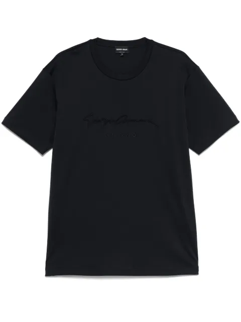 Giorgio Armani logo embroidered T-shirt Blue 6GSM90SJRQZ