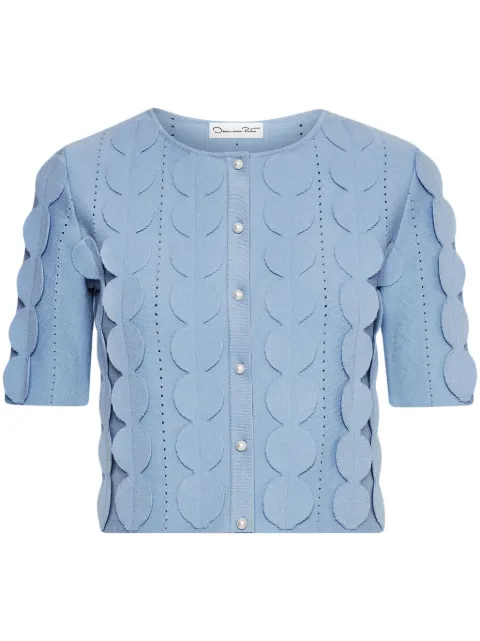 Oscar de la Renta geometric circle pattern cardigan Blue 25SN174CIROPA