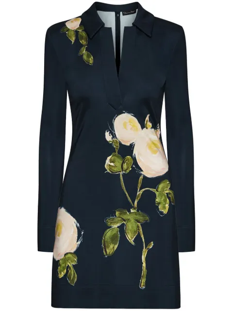 Oscar de la Renta rose-print jersey mini dress Blue 25SN205PRJWDN