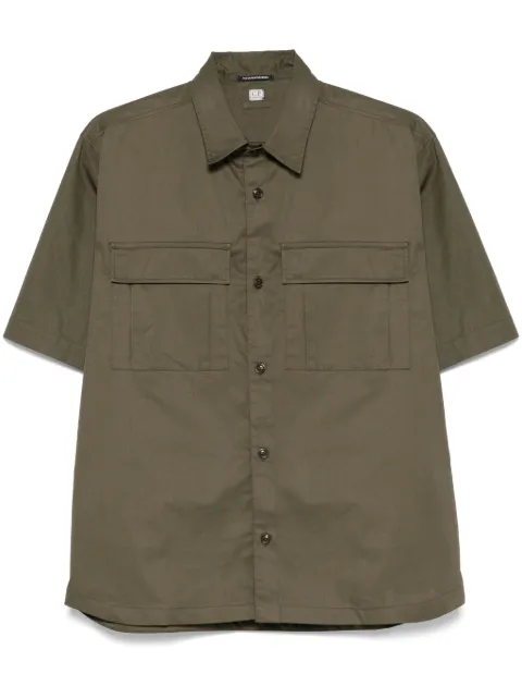 C.P. Company logo-patch cotton shirt Green 18CLSH027A006472A