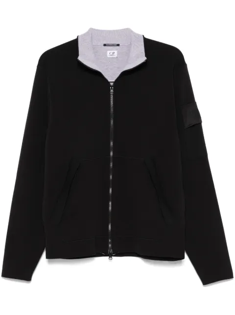 C.P. Company logo-patch zip-up sweatshirt Black 18CLKN016A110313A