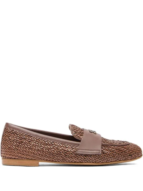 Casadei Hanoi woven-leather loafers Brown 1A255X0101C2366