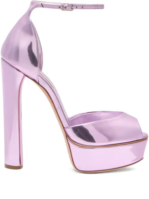 Casadei 140mm Flora Intestellar metallic platform heeled sandals Pink 1L287Y1401INTER