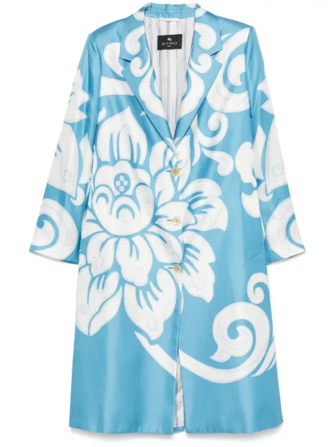 ETRO graphic-print silk coat Blue WRAA067SP1C5