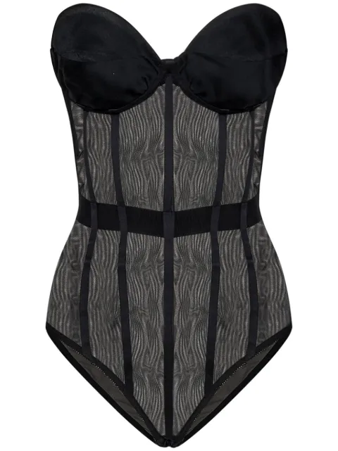 ROOM76 sweetheart neck bodysuit Black FRAW24700