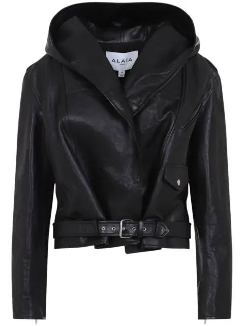 Alaïa hooded leather biker jacket Black AA9V0428L008A
