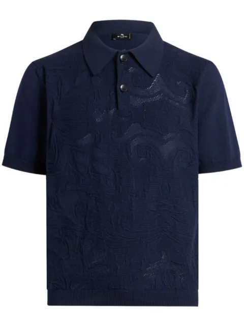 ETRO textured knit polo shirt Blue MRKF0004AE232