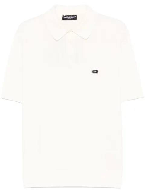 Dolce & Gabbana logo-plaque polo shirt White GXZ02TJBCF5