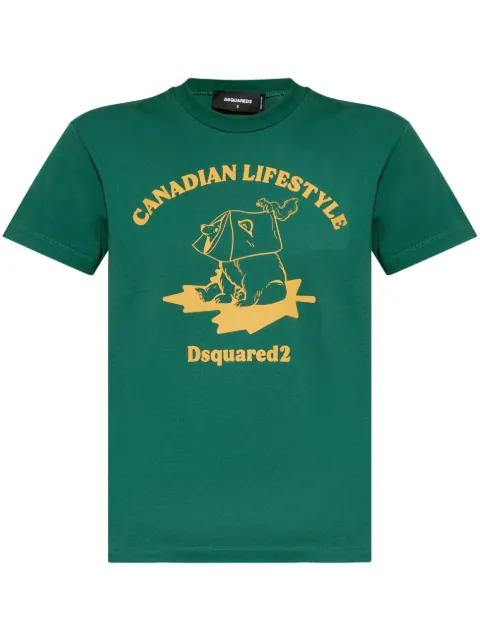 DSQUARED2 printed T-shirt Green S75GD0472D20020