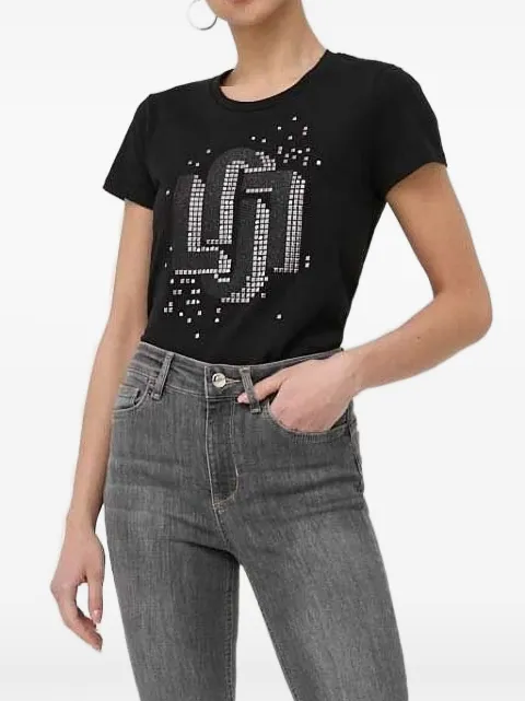 LIU JO embellished logo-detail T-shirt Black CA3396J5003