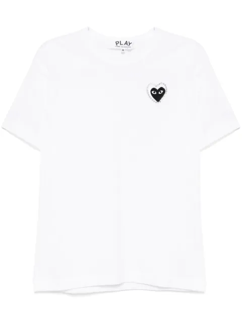Comme Des Garçons Play crystal-embellished heart-patch T-shirt White AXT802051