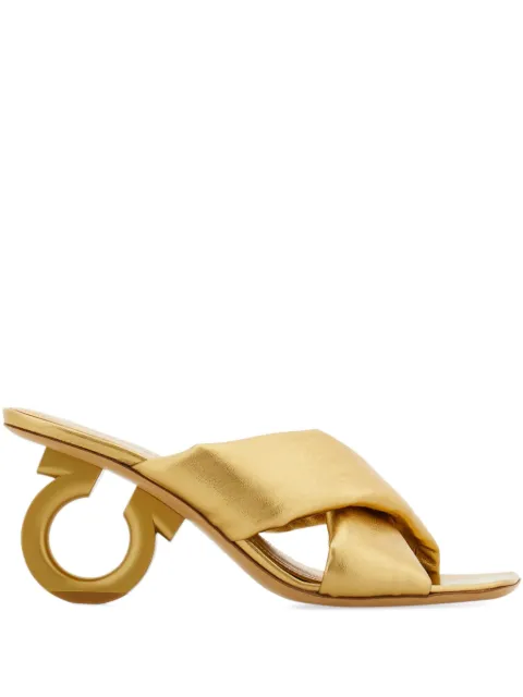 Ferragamo Gancini-heel padded sandals Gold 782453