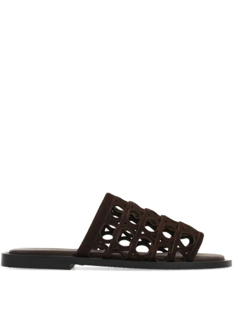 Ferragamo Gancini slides Brown 782447