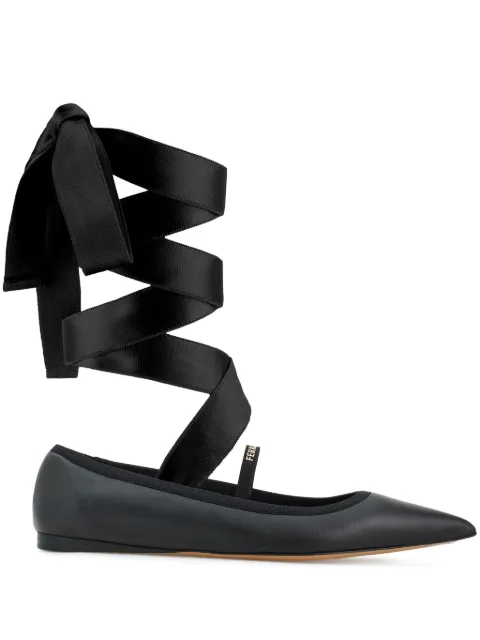 Ferragamo leather ballerina shoes Black 782673