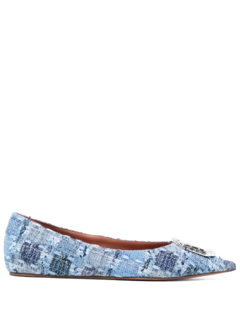 Amina Muaddi Camelia ballet flats Blue CAMELIAFLATTWEEDBLUE