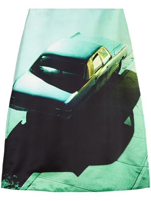 Jil Sander printed satin skirt Green J03MA0239J65314