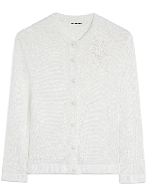 Jil Sander embroidered cardigan White J03HP0018J18344103