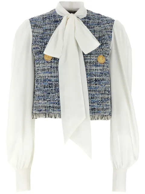 Balmain tweed-panel blouse Blue EF1SD211MG25