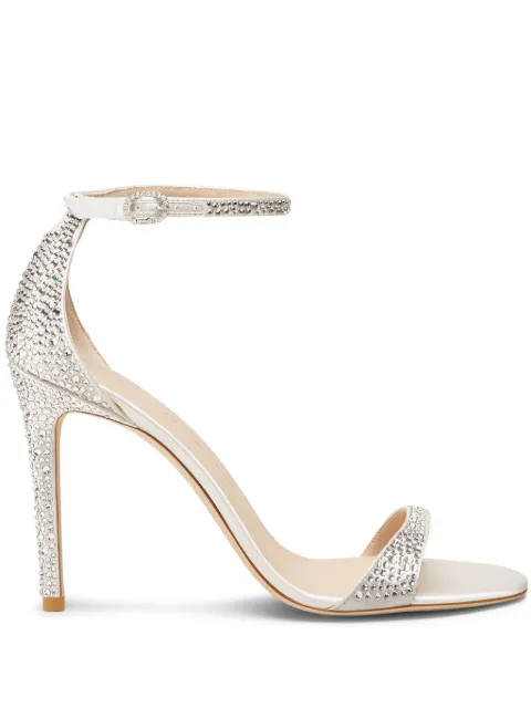 Stuart Weitzman 100mm Nudist Shine Sandals Silver SK219PCT