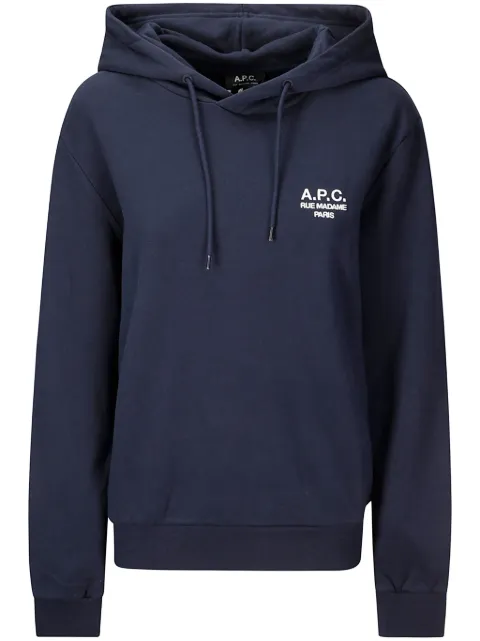 A.P.C. logo-embroidered hoodie Blue COHBVM27914