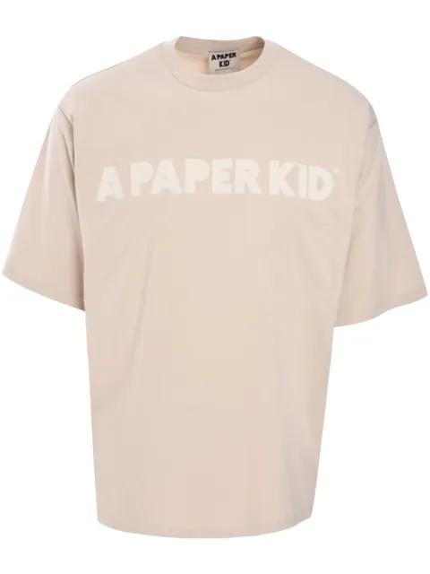 A Paper Kid logo-print T-shirt Neutrals F4PKUATH059