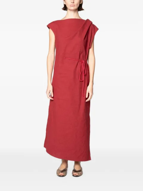 Muller Of Yoshiokubo Lino tuck-detail maxi dress Red MLS25605