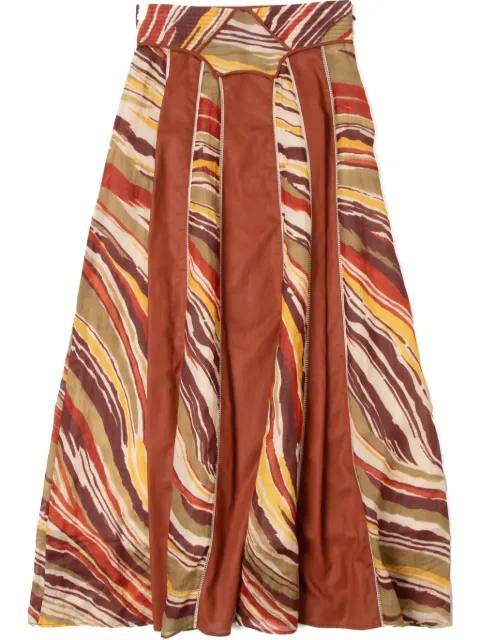 Muller Of Yoshiokubo abstract-pattern midi skirt Orange MLS25402
