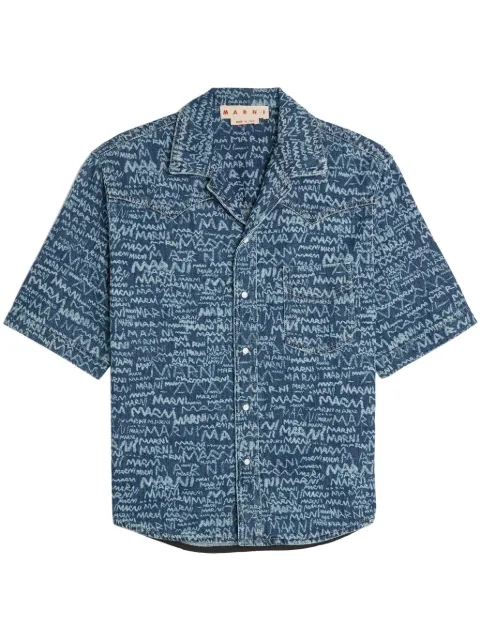 Marni Logo Western denim shirt Blue CUJU0024A0USCX38LOB95