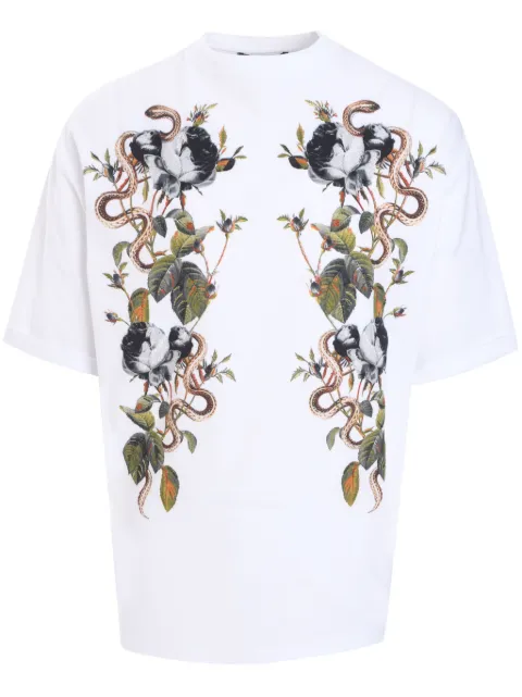 Roberto Cavalli Elements Foulard t-shirt White URT62SJD060