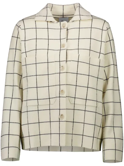 Allude grid-pattern cardigan White 17620COLLAR
