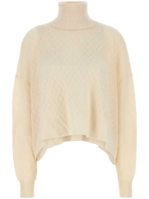 Chloé pointelle-knit turtleneck sweater Neutrals CH25SMP19590