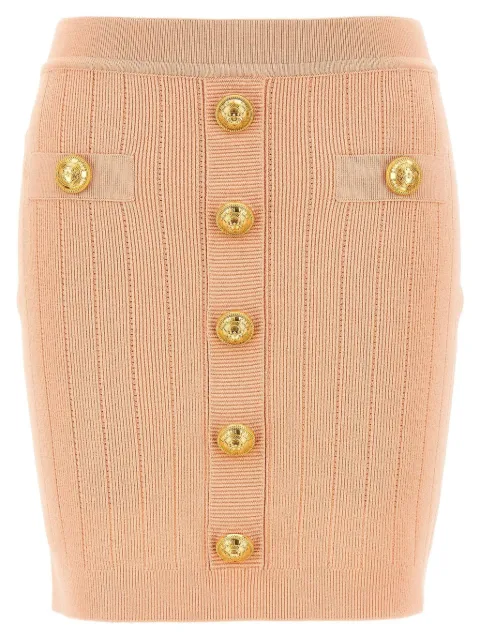 Balmain buttoned knitted midi skirt Pink EF1LB290KB07