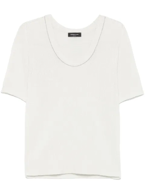 Fabiana Filippi bead-detail T-shirt Grey MAD265F028L1610000