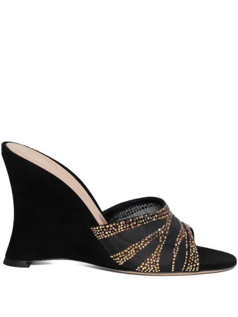 Gianvito Rossi 95mm Camoscio wedge sandals Black G1008395RICCOZNNTP