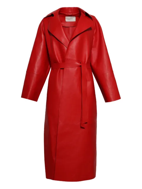 Magda Butrym belted leather coat Red 117425