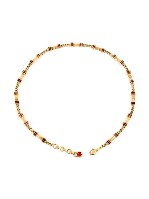 Gucci Pre-Owned 2000s Web-stripe chain belt Gold 15015785