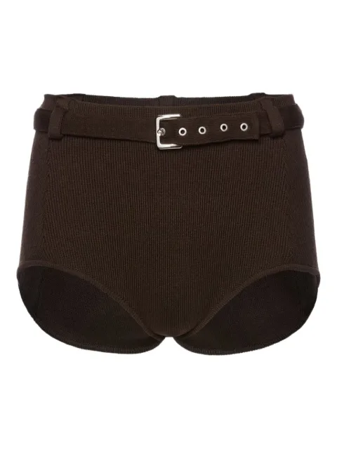 Magda Butrym belted ribbed-knit shorts Brown 314425