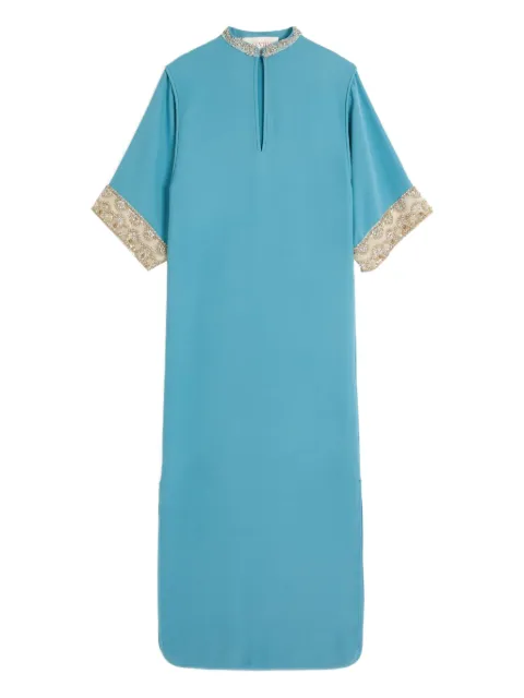 Valentino Garavani kaftan dress in embroidered Cady Couture Blue BVDKQ61MM